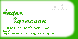 andor karacson business card